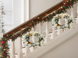 2 Pack 18in Pre-lit Snow Flocked Christmas Wreath, Lighted Artificial Xmas Wreath with 60 Warm 97206067