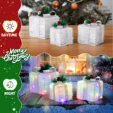 Lighted Gift Boxes Set of 3, Pre-lit Nestable Glitter Present Boxes Ornament with 48 LED Multi-color 91981668