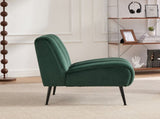 24.4" Wide Modern Upholstered Armless Chair with Black Metal Legs, Velvet Accent Chair for Living W3098P308778