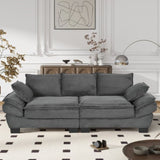 U-Style 85.4" Modern Curved Sofa, Back Upholstered Couch with 2 Decorative Throw Pillows, Corduroy N711P192059E