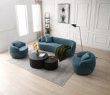 360&deg Swivel Mid Century Modern Curved Sofa, 1-Seat Cloud couch Boucle sofa Fabric Couch, Blue W87691482