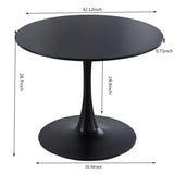 42.1"Black Tulip Table Mid-century Table for 4-6 people With Round Mdf Table Top, Pedestal W23435248