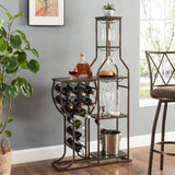 ZNTS Grey 11 Bottle Wine Bakers Rack, 5 Tier Freestanding Wine Rack with Hanging Wine Glass Holder and 89622291