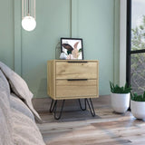Augusta 2 Nightstand , End Table, Side Table Four Legs, Two Drawers -Light Oak B20091892