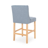 Vienna Contemporary Fabric Tufted Wingback 27 Inch Counter Stools, Set of 2, Light Blue and Natural 64853.00LBLU