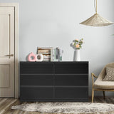 6 Drawer Double Dresser for Bedroom, Wide Storage Cabinet for Living Room Home Entryway, Black 53394625