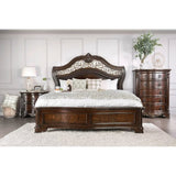 Genuine Marble Top Nightstand with 2 Drawers, Brown Cherry B016P251479