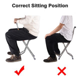 Hold 187.4 Lbs Folding 2-in-1 Folding Cane Seat ,Thickening Travel Seat and Cane, Four-Leg Folding 79062086