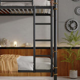 Twin XL over Twin XL Metal Bunk Bed, Industrial Detachable Bunkbeds with Safety Guard Rails for W2580P285206