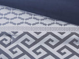 7 Piece Jacquard Comforter Set Navy King B03597209