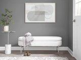Contemporary Bench in Chrome Metal and White Faux Leather B202P223835