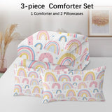 Rainbow Pattern Comforter Set for Women Pink and Yellow Rainbow Star Comforter 3 Piece with 2 Pillow 37361918