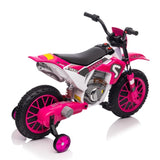 ZNTS 12V Kids Ride on Toy Motorcycle, Electric Motor Toy Bike with Training Wheels for Kids 3-6, Rose Red W2181P164393