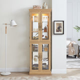 Lighted Glass Curio Display Cabinet,Display Cabinet,Glass Storage Cabinet Glass Wine cabinet Wood W2275P199811