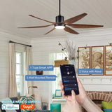 66" Vintage Ceiling Fan Lighting with Brown Blades in Integrated LED W1367121888