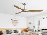 60 Inch Outdoor Ceiling Fan Without Light 3 Solid Wood Blade with DC Motor Remote Control W882P212623