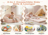 2-in-1 Flip Open Kids Sofa Lounger, Teddy Fleece Toddler Couch with Carry Handle for Ages 3 51601904