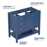 ZNTS 36" Bathroom Vanity without Sink, Cabinet Base Only, One Cabinet and three Drawers, Blue WF306244AAC