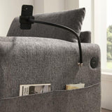38" Single Sofa with Storage Ottoman, Adjustable Phone Holder, USB Charger, Side Storage Pockets, N723P303462E