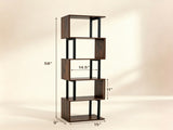 5-Tier S-Shaped Bookshelf, Modern Geometric Freestanding Display Shelf with Heavy-Duty Metal Frame, 34235472