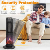25" Tower Space Heater with 3D Flame, 1500W Portable Electric Heater with Thermostat, 60&deg 85626018