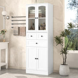 ZNTS Tall Bathroom Storage Cabinet, Cabinet with Four Doors and Drawers, Adjustable Shelf, MDF Board, N725P186647W