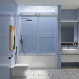 ZNTS 56-60in. W x 65'' H Frameless Double Sliding Tub Door, Bypass Tub Door Clear Glass Soft Closing, W1920P144581