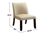 Set of 2 Padded Fabric Side Chairs in Espresso and Ivory B016P156574