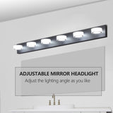 (Same as W1340110595/L2010) LED Modern Black 6-Light Vanity Lights Fixtures Over Mirror Bath Wall W1340P206812