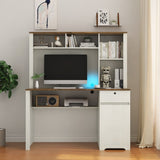 Computer Desk with Hutch & Bookshelf,Wood Executive Desk Teens Student Desk Writing Laptop Home W1321P205015