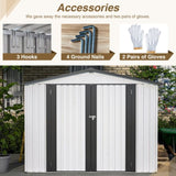 ZNTS 8 x 6 ft Outdoor Storage Shed, All Weather Metal Sheds with 2 Lockable Doors, Tool Shed for Garden, W2505P163543