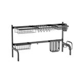 2-Tier Over Sink Dish Rack - Extendable Steel, 12 Bowls10 Plates Capacity, Rust-Proof, Suck Caps 40646898