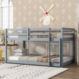 ZNTS Solid Wooden, Solid Rubber Wooden Twin over Twin Loft Bed with Ladder, with Bed Platform of W504P191663