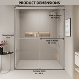 44-48 in. W x 72 in. H Double Sliding Shower Door, Semi-frameless Bypass Bathroom Sliding Door with W1573P239435