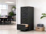 Farmhouse Vertical Printer Stand with X Pattern, 4-Drawer Storage Cabinet Fits Letter Files, Black 62748304