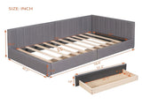 Upholstered Daybed with 2 Storage Drawers Twin Size Sofa Bed Frame No Box Spring Needed, Linen 55807837