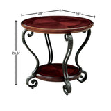 ZNTS Traditional Style Brown Cherry 1pc END TABLE Open Bottom Shelf Ornate Design Living Room Furniture B011P184987