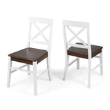 ZNTS Roshan Farmhouse Acacia Wood Dining Chairs, White / Walnut 62888.00WWALN