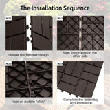 Patio Interlocking Deck Tiles, 12"x12" Square Composite Decking Tiles, Four Slat Plastic Outdoor W1859P184882