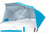 2-in-1 Portable Beach Umbrella with Side Panels UPF 50 Silver Coated Oxford Cloth, Wind Resistant 43472245