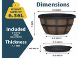 10-Inch Whiskey Barrel Planters Outdoor Pack of 6 - Durable Plastic Plant Pots for Indoor & Outdoor 13142033