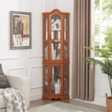 Curio Lighted Glass Display Curio w/Tempered Glass Doors and Shelves, Crown Corner W2275P178902