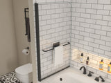 Bath tub Pivot shower screen, with 1/4" tempered glass and towel bar 3458 finished Matte Black W2122P297405