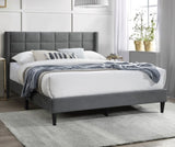 ZNTS Elegant Modern Gray Brushed Linen 1pc Queen Size Bed Upholstered Box Design Headboard Bedframe B011P238938