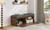 ZNTS 49" Storage Bench Storage Cabinet Storage Ottoman with Adjustable Shelves, Padded Seat Cushion and N719P189586E