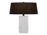 Petra 26" Contemporary Polyresin Table Lamp in Cream Polyresin and Black Metal with Black Linen B202P224185