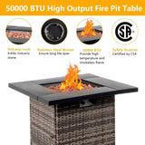 ZNTS 28-Inch Fire Table,50000 BTU Gas Firepit with Volcanic Stone Black 53574282