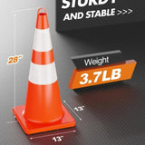 ZNTS [12 Pack] 28 inch Traffic Safety Cones with Reflective Collars, Sturdy Orange PVC Cones for Road 13846090