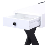 White and Black Side Table with USB Ports B062P181408