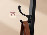 71.5 in. Industrial Coat Rack with 8 Hooks and 3-Tier Storage Shelves, Rustic Brown and Black 53310809